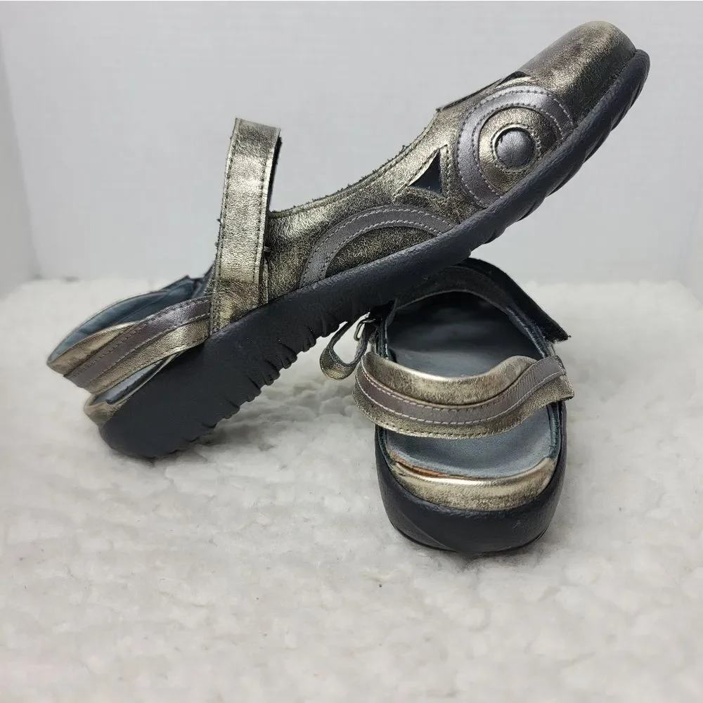 Naot Rongo Women’s Mary Jane Slingback Sandal Size 8.5 Gold Metallic Close Toe